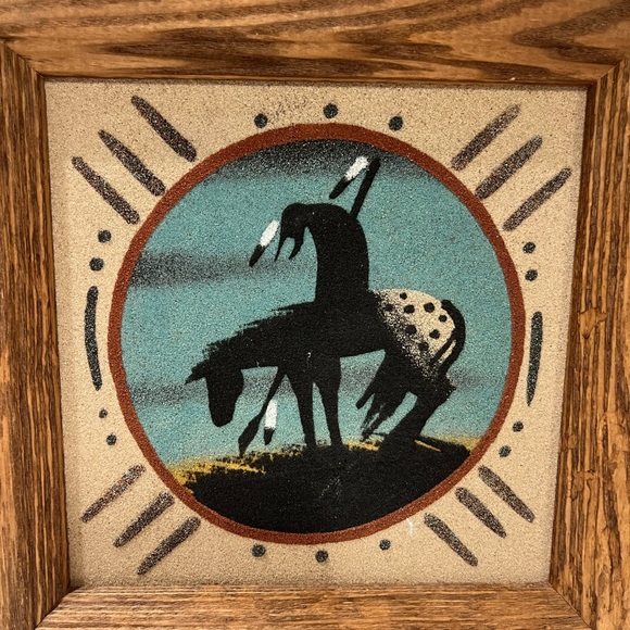 Native American Navajo Sand Paintings 8-1/2” X 8-1/2”. Originates from Navajo - Picture 3 of 7